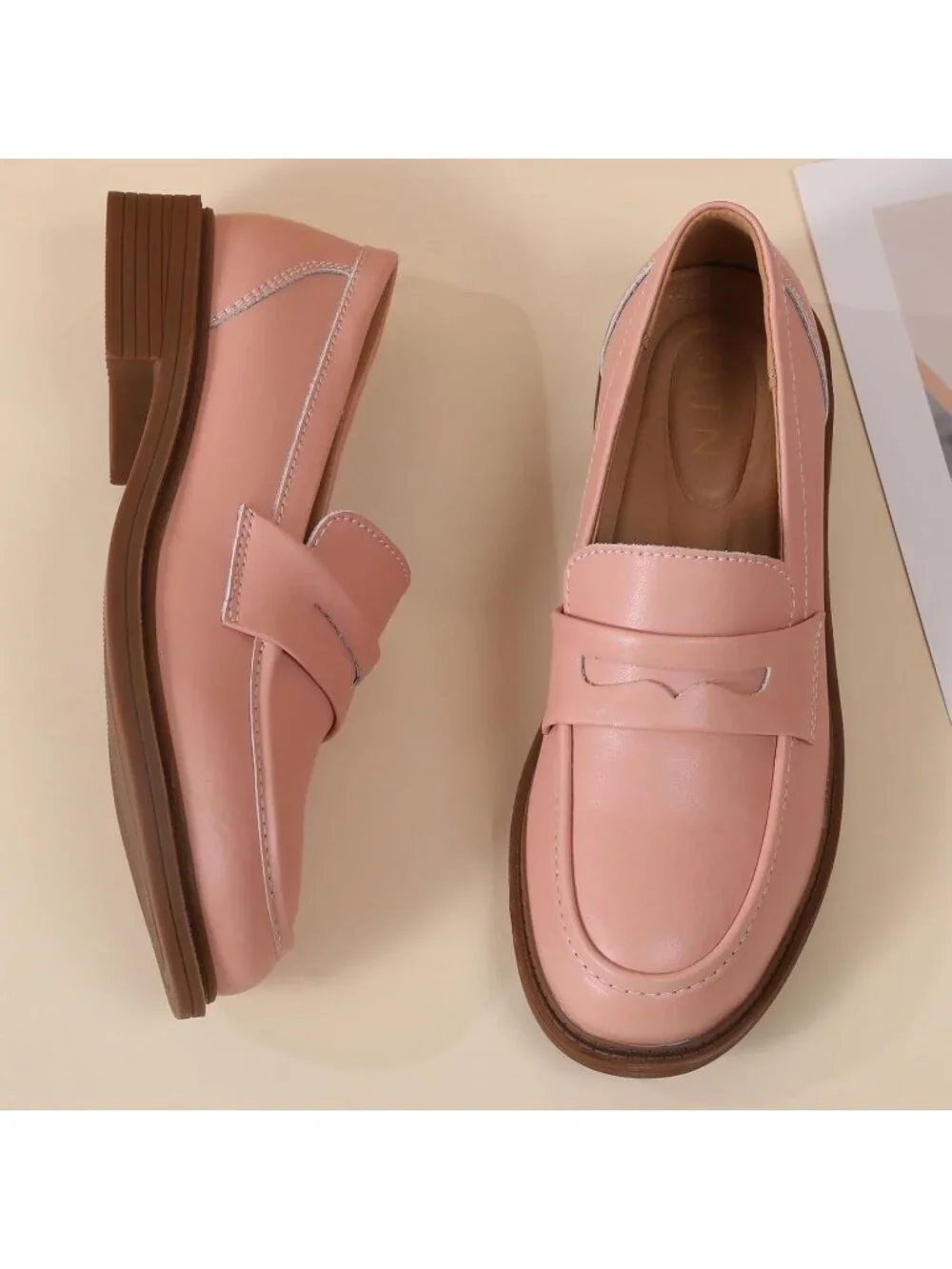 🆕Women's Pink Loafers Black Penny Loafer Business Casual Flats Comfortable